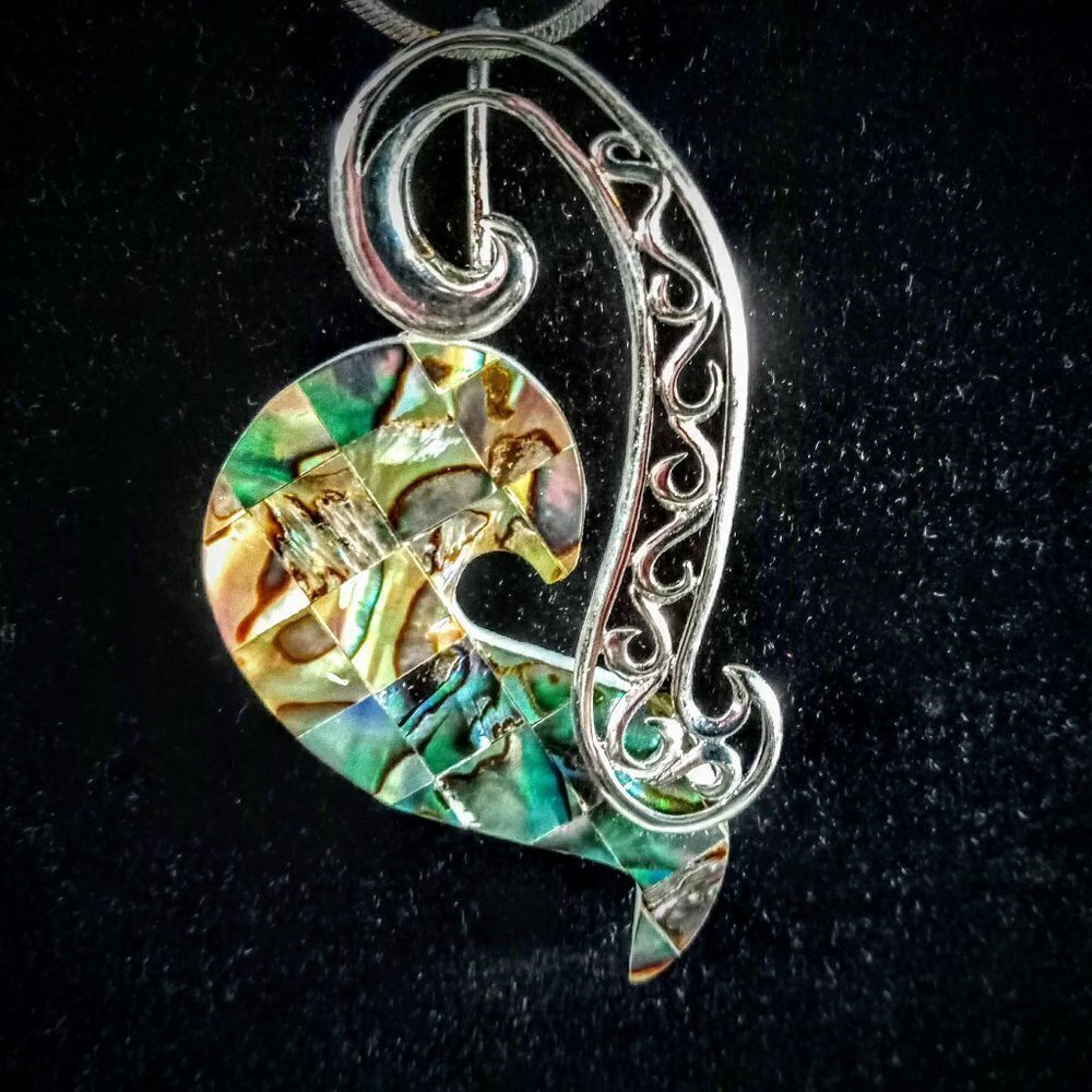 Handcrafted Abalone Shell & Silver Pendant - image 1